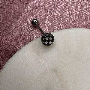 Checkered Tongue Piercing